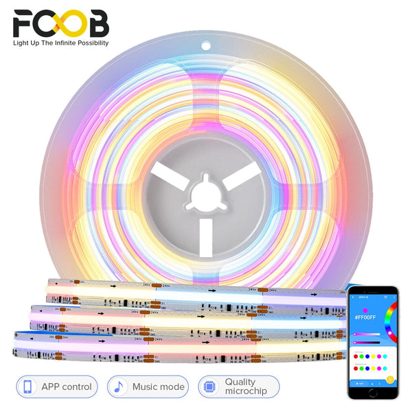 FCOB RGBIC Led Strip Kit WS2811 Addressable 720 LEDs Smart Wifi Bluetooth App Alexa Google Home