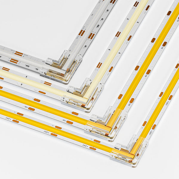 4 PCS FCOB Transparent L Shape Cover Connectors Solderless for 2pin 8mm 10mm DIM 3pin 4pin 10mm RGB FOB