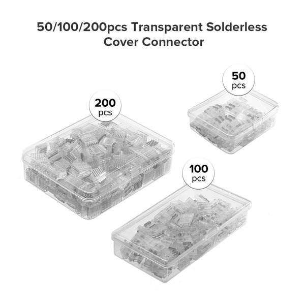 50/100/200pcs FCOB Transparent Solderless Cover Connector DIM CCT RGB WS2812B 5050 RGBW RGBCCT SMD LED