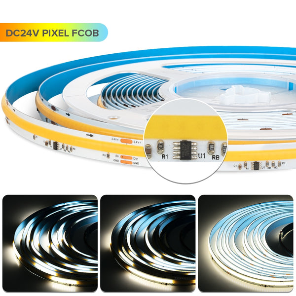 FCOB LED Strips Light Warm Nature Cool White Dimmable 24V 5m