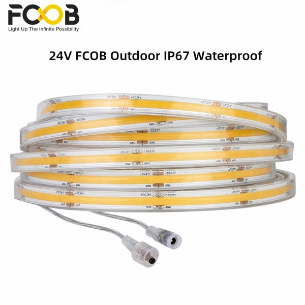 FCOB LED Strip Light 528 640 LEDs Flexible FOB COB RA90 Outdoor 24V IP67