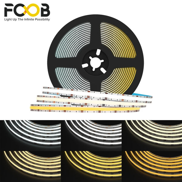 FCOB CCT 640 LEDs Light Strip RA90 High Density Flexible Warm White with White Linear Dimmable DC24V