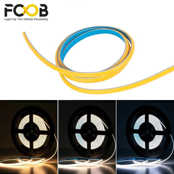 FCOB LED Strip 480 LEDs 4mm Super Thin COB FOB Linear Ribbon 3000K 4000K 6000K RA90 Dimmable 12V 24V