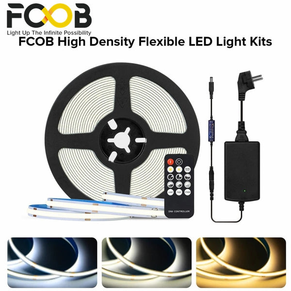 FCOB Led Light Strips Full Set RF14 Keys Dimmable Warm Nature Cool White DC24V