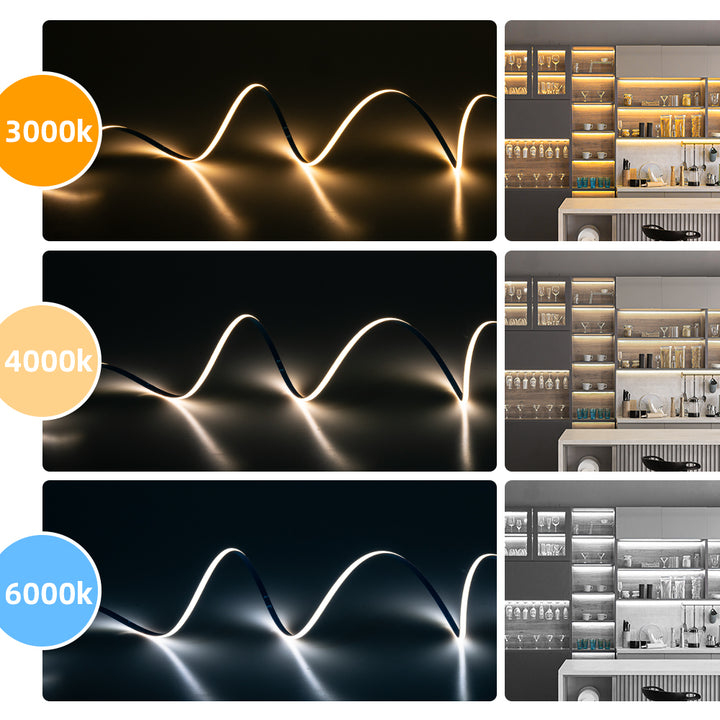 FCOB LED Strip 480 LEDs 3000K 4000K 6000K 4mm Linear Ribbon RA90 Dimma