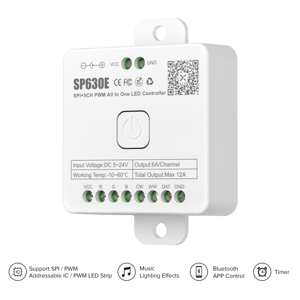 5V-24V SP630E BT LEDコントローラ 5CH SMD5050 SP630E All In One LED Controller 5CH PWM SPI Pixels WS2812B WS2811