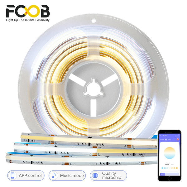 FCOB CCT IC LED Light Strip WS2811 IC Addressable 576 LEDs 2700K to 6500K DC24V Flexible High Density