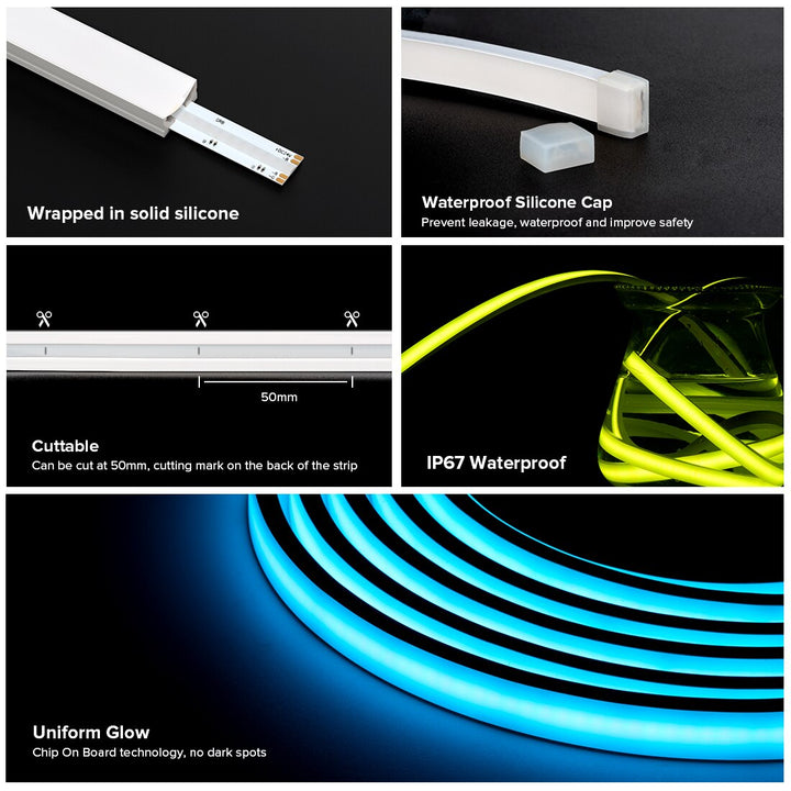FCOB RGB LED Strip DC24V 5M 840LEDs High Linear Dimmable Outdoor IP67