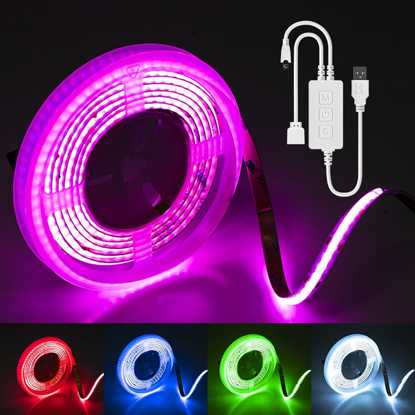 5V USB RGB COB LED Strip Light Bluetooth APP Control 576LEDs Music Mode Colorful Linear Tape TV Backlight