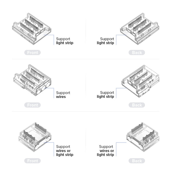 12PCS Transparent Cover Connector Solderless 2-6pin FCOB COB DIM CCT RGB LED Strip 8-12mm