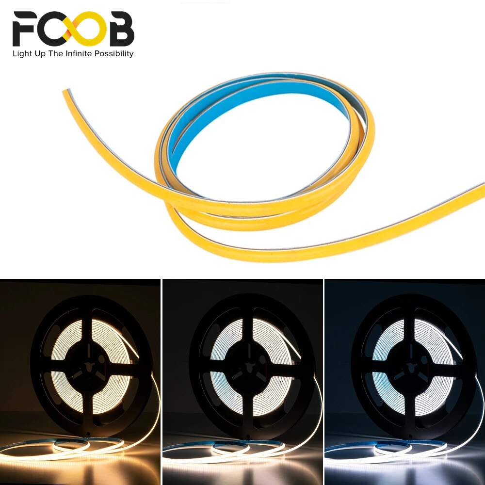 FCOB LED Strip 480 LEDs 4mm Super Thin COB FOB Linear Ribbon 3000K 400